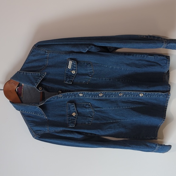 Nevada Blue Long Sleeve Button Down Jacket with Pockets - Picture 3 of 12